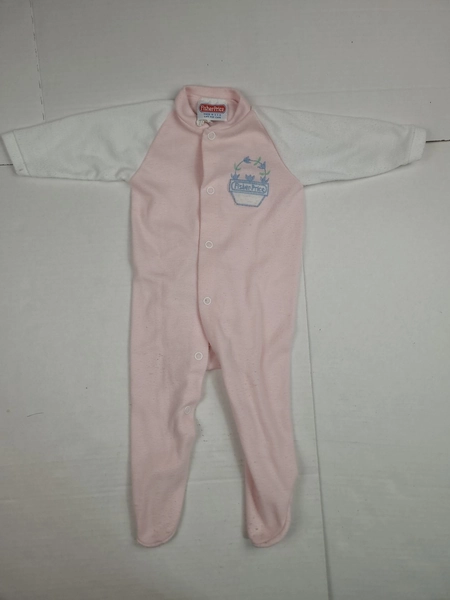 Vintage Fisher Price One Piece Footed Pajamas Size 6-9 Months Pink Made In USA