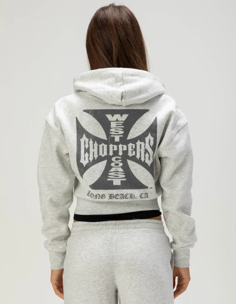 WEST COAST CHOPPERS Core Logo Womens Zip-Up Hoodie - HEATHER GRAY