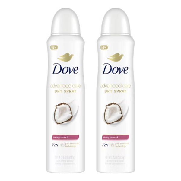 Dove Beauty Dry Spray Antiperspirant & Deodorant - Caring Coconut - 3.8oz/2ct