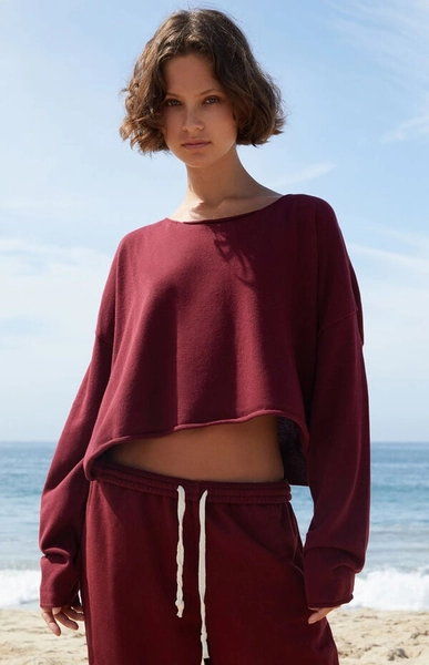 Burgundy Cameron Cropped Sweater
