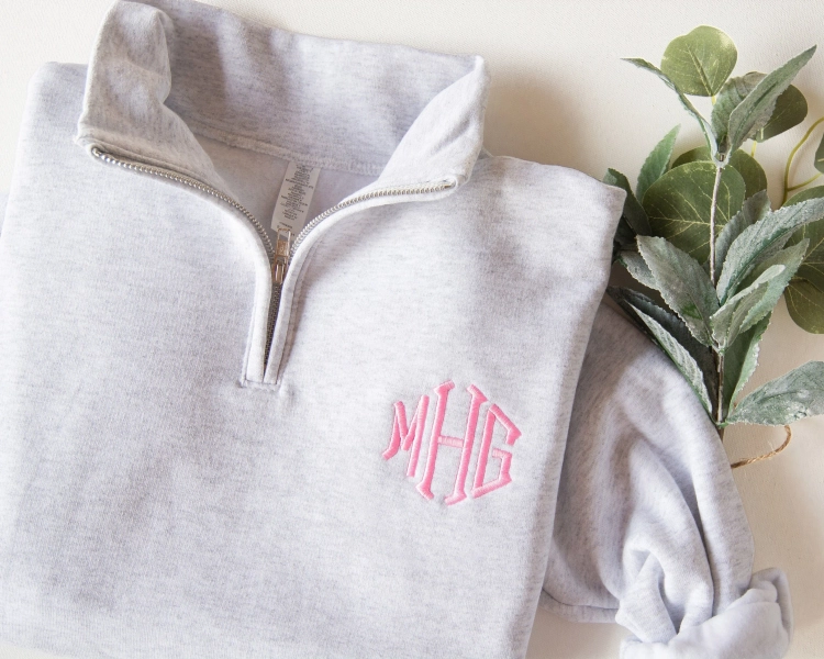 Monogram Quarter Zip Sweatshirt, Embroidered Quarter Zip, Monogrammed Gift, Personalized Monogram, Monogram Pullover, Christmas Gift
