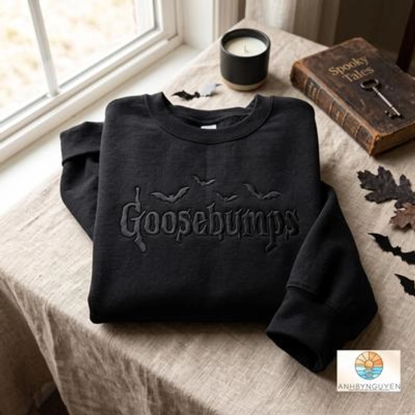 Embroidered Glow-in-the-Dark Goosebumps Sweatshirt, Halloween Horror Gift