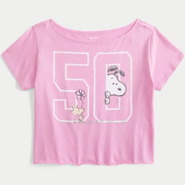 Hollister Women's Easy Off-The-Shoulder Snoopy Graphic Tee