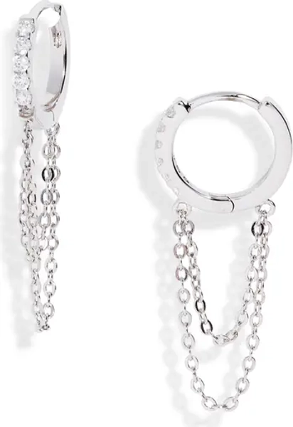 Chain Drop Huggie Hoop Earrings