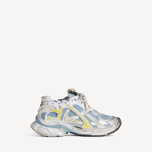 Women's Runner Sneaker in Blue/yellow/white