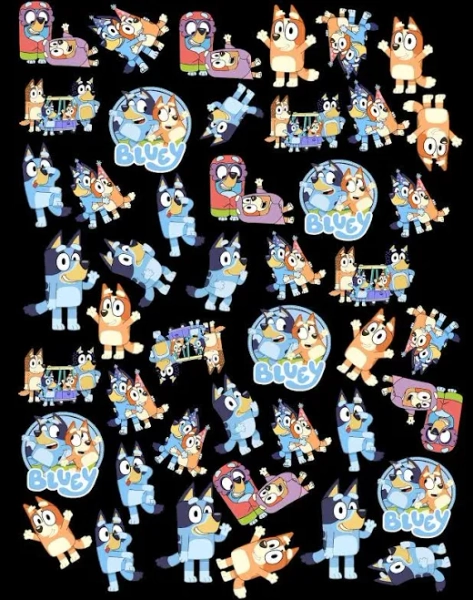 Bluey and Friends Long Lasting Self Cut Temporary Tattoo Sheet