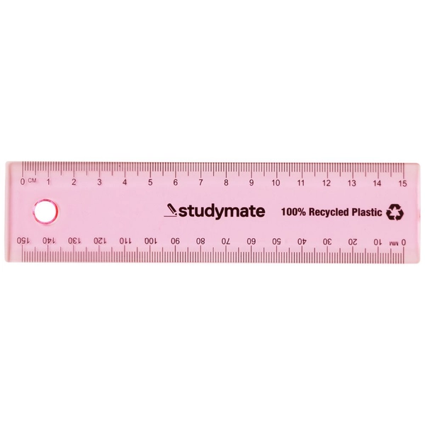Studymate Ruler 15cm Fluoro Pink