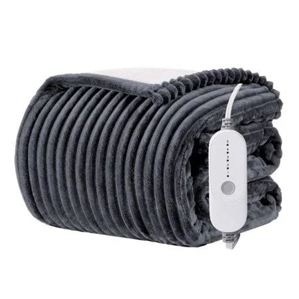 Wishead Electric Heated Throw Blanket with 5 Heat Levels & Auto Off Flannel & Sherpa for Home Couch, Bed, Office Use, 50 inchx60 inch, Dark Gray