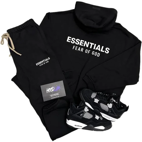 FEAR OF GOD ESSENTIALS BLACK TRACKSUIT (FW24) XL