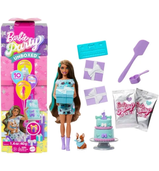 Barbie Party Unboxed Pet Birthday Doll