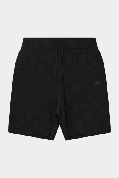 CHECKERBOARD KNITTED SHORT - BLACK