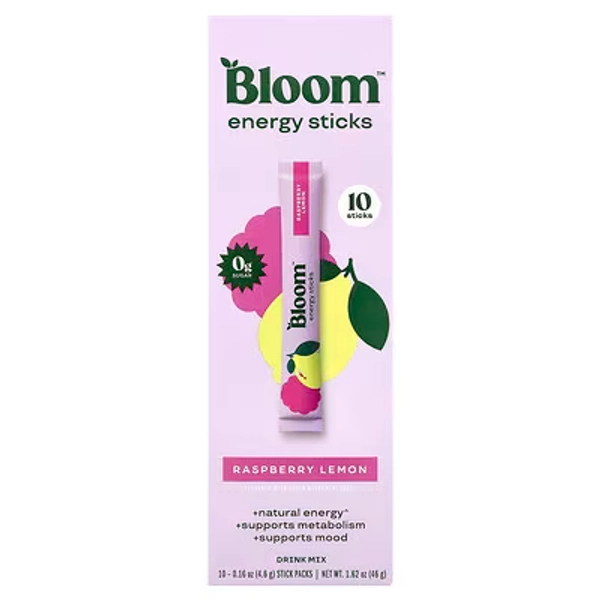 Bloom, Energy Sticks, Raspberry Lemon, 10 Stick Packs, 0.16 oz (4.6 g) Each