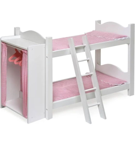 Badger Basket Doll Bunk Beds with Ladder and Storage Armoire