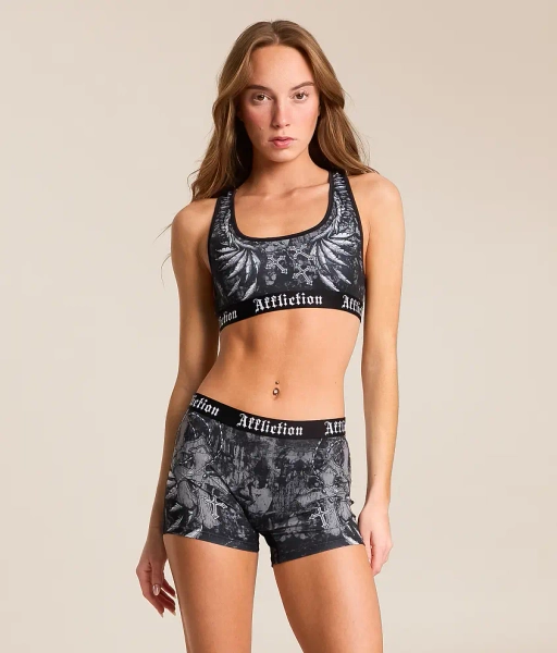 X-Large Black Rosary Of Life Stretch Sports Bra