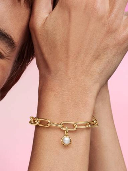 Pandora ME Treated Freshwater Cultured Pearl Sun Mini Dangle Charm | Gold plated | Pandora Canada