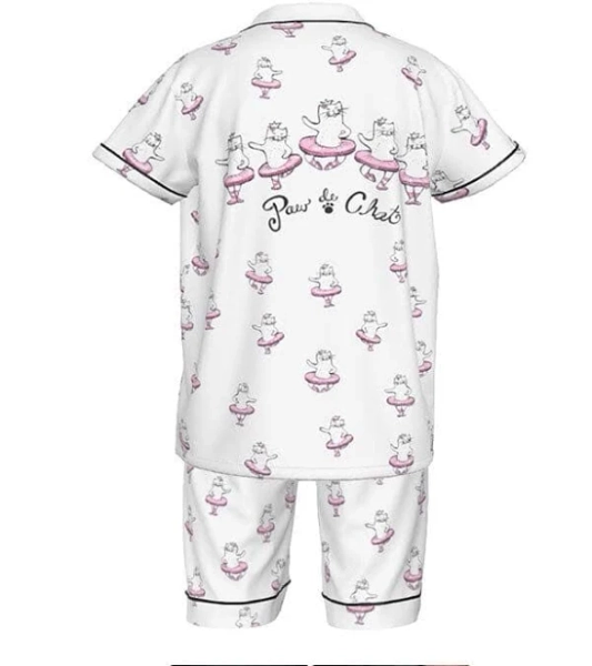Paw de Chat Girls Silk Pajamas