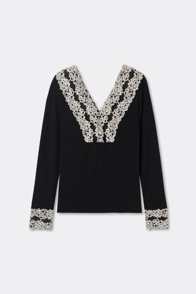 Maglia Manica Lunga Scollo a V Pretty Flowers