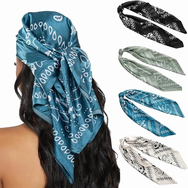 HBlife Large Square Women's Satin Head Scarf Bandana, 4 Pack - Walmart.com