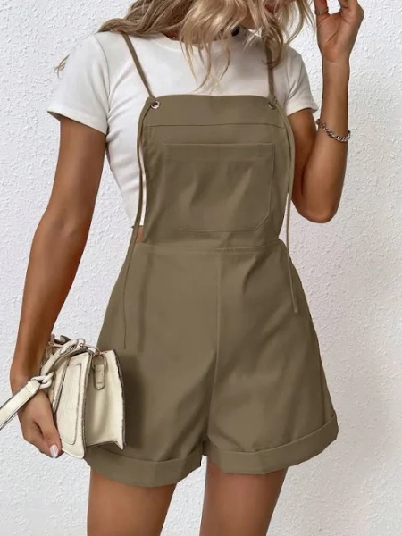 Roll Hem Overall Romper