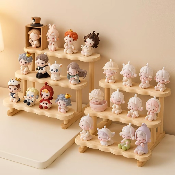 Minimalist Wood Display Shelf | Tiered Organizer Rack