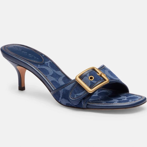 Coach Women's Margot Signature C Kitten-Heel Slide Sandals