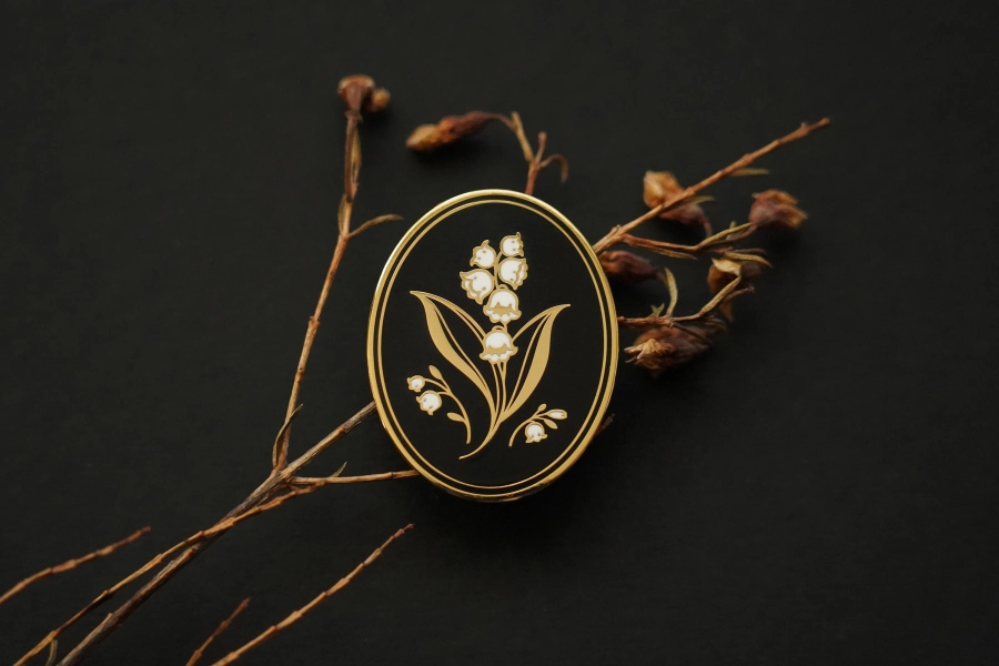 Lily of the valley cameo pin