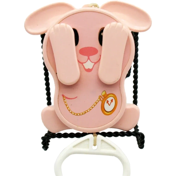 Vintage 1980 Tomy Pink Bunny Rabbit Pull String Musical Lullaby Hard Plastic Good Used Working Condition