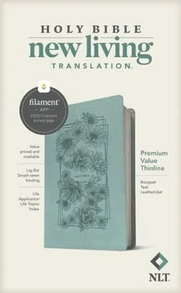 NLT Premium Value Thinline Bible, Filament Enabled (LeatherLike, Bouquet Teal)
