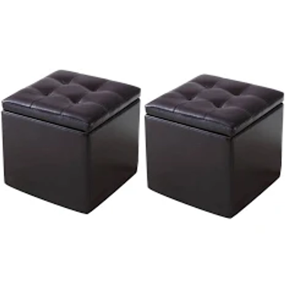 Modern Tufted Ottoman Plain Water Resistant Stain Resistant Leather Ottoman with Storage