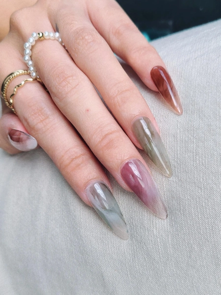 Japanese Vintage Marble Nails | Press On Nails | Marble Nails | Artsy Nails | Aesthetic Nails | Jelly Nails | Neows By Mieu