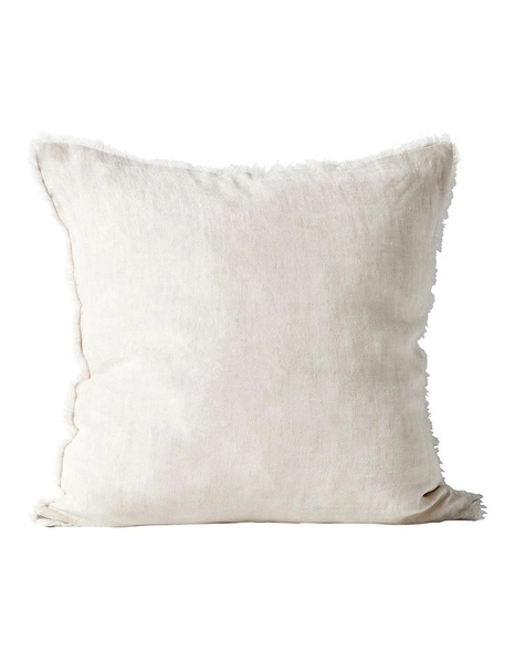 Vintage Linen Fringe Cushion in Sand