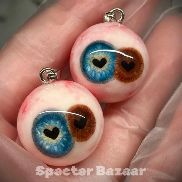 Custom Double Iris Necklace, Photo Replica Pendant, Realistic Eyeball Charm, Unique Couple Gifts