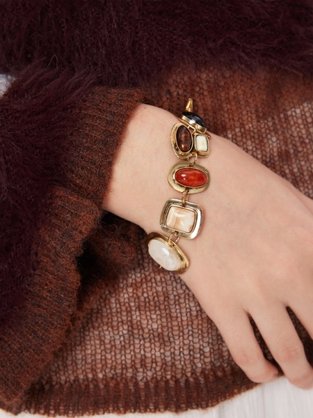 GEOMETRIC GEMSTONE CHAIN BRACELET For Music Festival/Live House Party/Clubbing Coffee Shop
