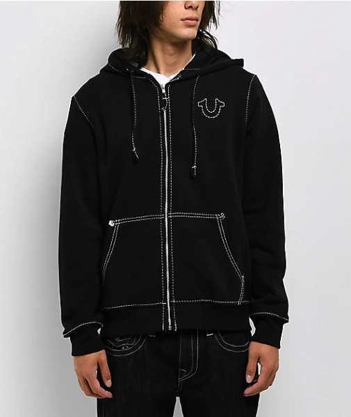 True Religion Big T Black Zip Hoodie