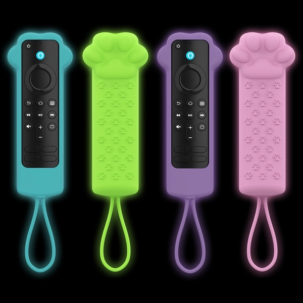 1/2pcs Cute Cat's Paw Silicone Remote Control Case for Fire TV Stick/Cube HD/4K/Max Alexa Voice Remote 2nd/3nd Gen L5B83H L5B83G P4C6EN, Glow-in-the-Dark Remote Cover with Ears for Firestick Remote Lite 1st/2nd Gen H69A73 E4GE9R