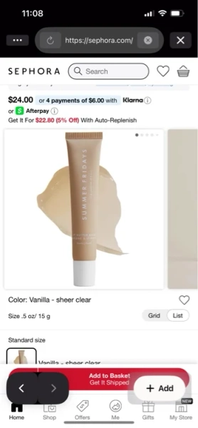 Lip Butter Balm Treatment for Hydration + Nourishing Shine - Vanilla