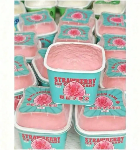 1pc Slow Rebound Simulated Fruit Ice Cream Squishy Toy, Strawberry, Vanilla, Mango Ice Cream Scented Stress Relief Squeeze Toy For Work/School,Pink