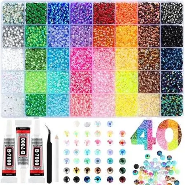 Thinway 40 Colors Resin Jelly Rhinestones for Bedazzling, 4mm 19000 Pcs Flatback Gems for Crafting, Bedazzling Kit with 3Pcs B7000 Glue for Clothing