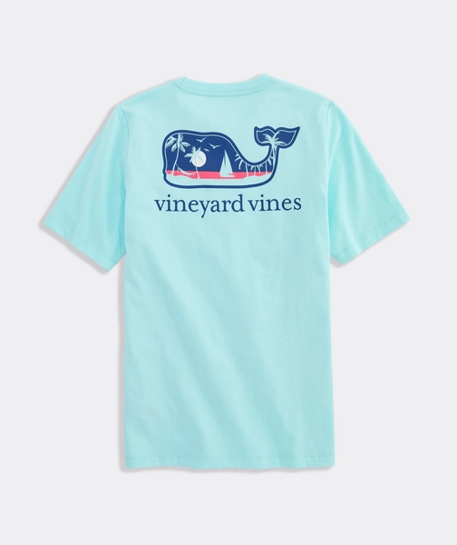 Vineyard Vines Boys' Palm Tree Boat Whale Pocket Tee