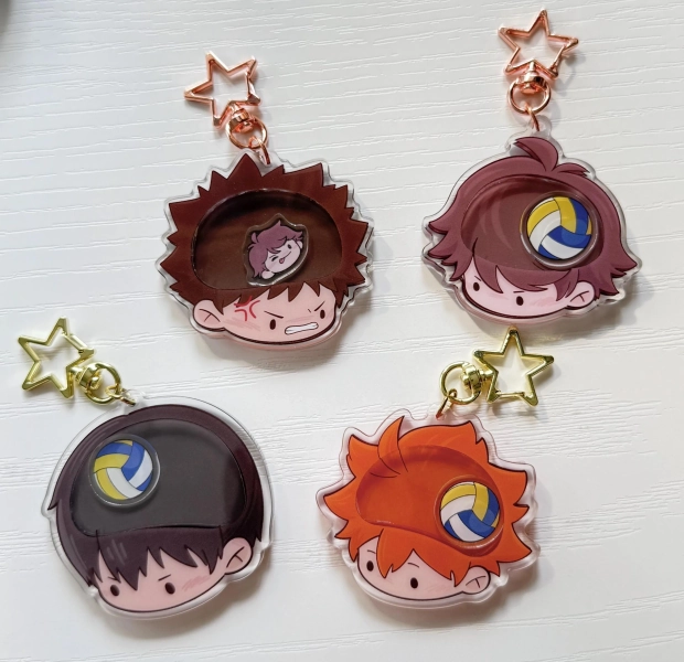 HQ!! Volleyball Head Shaker Keychains (Hinata, Kageyama, Oikawa, Iwaizumi)