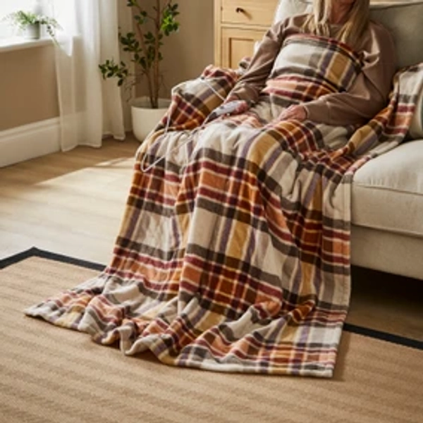 Printed Fleece Red Check Electric Throw