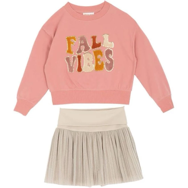 Rare Editions Big Girls' Fall Vibes Sweatshirt & Skort Set