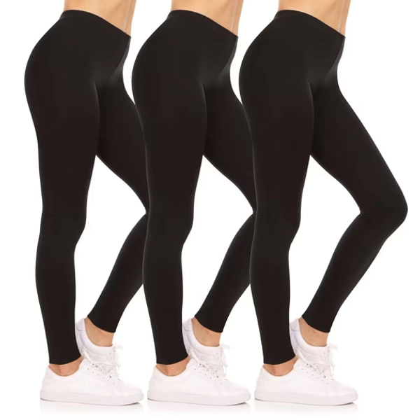 Sweet Hearts 3-Pack Leggings for Women- Elastic Waist Tummy Control Buttery Soft Women's Leggings Made in USA