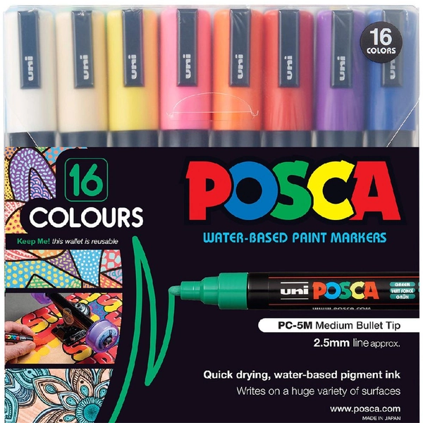 POSCA PC-5M Paint Markers Assorted 16 Pack