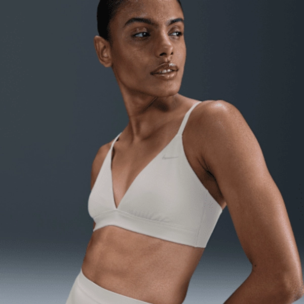 Nike Form Women's Light-Support Non-Padded Triangle Sports Bra - Light Orewood Brown/Light Iron Ore - Size XXS