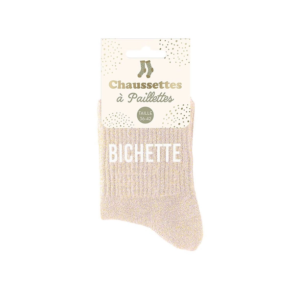 Chaussettes paillettes bichette rose pointure 36-42