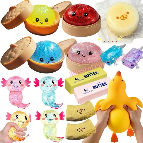 Glitter Dumpling Squishy with Box Dumplings Sensory Squeeze Toy for Stress Relief ASMR Children