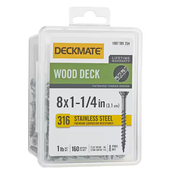 DECKMATE #8 x 1-1/4 in. Stainless Steel Torx Flat-Head Wood Deck Screw (1 lb./160-Piece) 867090