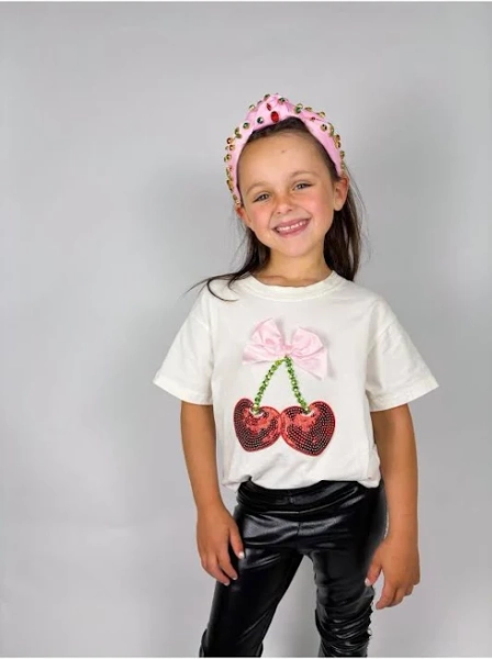 Three Wildflower Designs Cherry and Bow Gem Top