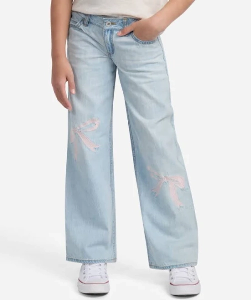 Abercrombie Kids Girls Low-Rise Embroidered Baggy Jeans